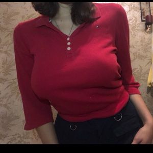 Tommy Hilfiger Mid-Sleeve Red button shirt❤️